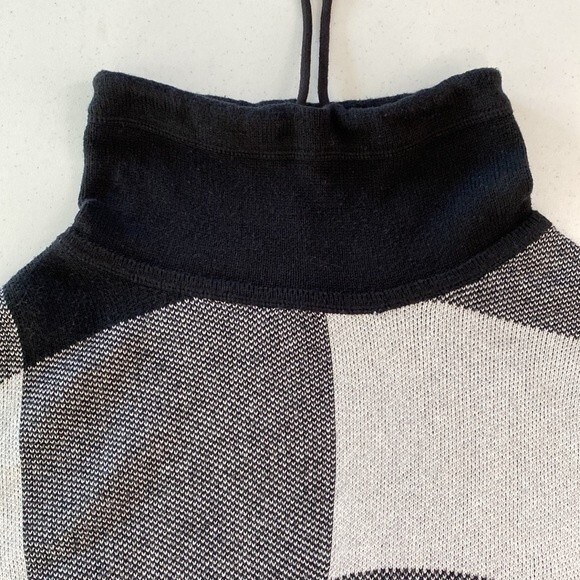 Talbots Drawstring Funnel Neck Pullover Sweater Top Checkered Long Sleeve Sz M - Picture 15 of 16